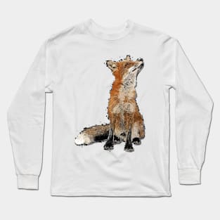 Red Fox Hand Painted Illstration Long Sleeve T-Shirt